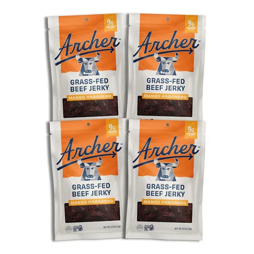 Miniatura 6 de Fuego Beef Jerky by Country Archer, 100% alimentado con pasto, bajo en carbohidratos, sin gluten, snack keto de 2.5 onzas, paquete de 4