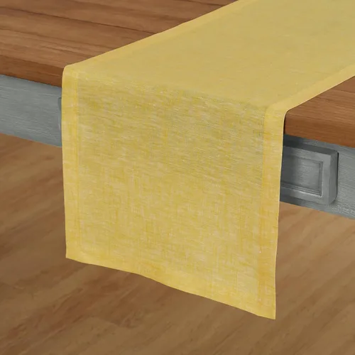 Solino Home - Camino de mesa de lino, amarillo limón cambray, 14 x 120 pulgadas, Athena, lavable a máquina y de 100% lino europeo hecho a mano 15: