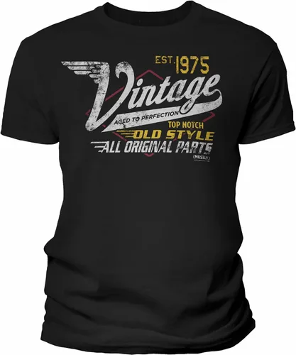 ShirtInvaders Regalo de cumpleaños número 50 para hombre, diseño vintage de 1975, envejecido a la perfección, camiseta de carreras de 50 cumpleaños