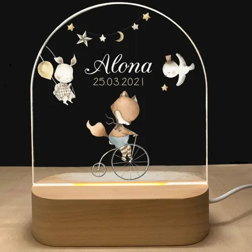 Miniatura 25 de Luz nocturna personalizada para bebés y niños, regalos personalizados con nombre, regalos de bautizo para niñas/niños, lámpara nocturna regulable