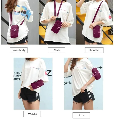 Miniatura 4 de Brazalete deportivo para correr al aire libre, a prueba de sudor, con bolsillo para teléfono celular, correa para el hombro y bolsa cruzada informal
