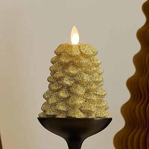 Luminara Vela LED sin llama con rica purpurina dorada North Tree Pilar de Llama en Movimiento (3.3" x 4.3")