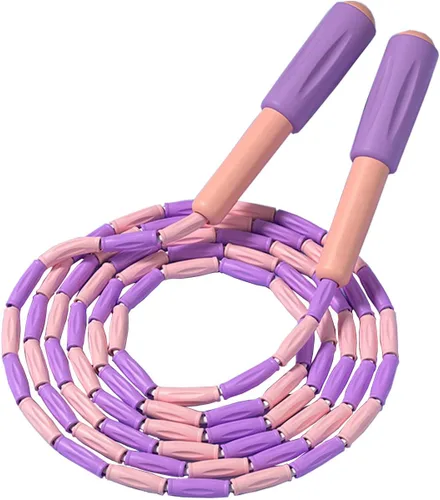 ACEONE - Cuerda de saltar con cuentas, 1 paquete/2 unidades, cuerda de saltar segmentada para niños y adultos, cuerda de saltar ajustable sin Púrpura