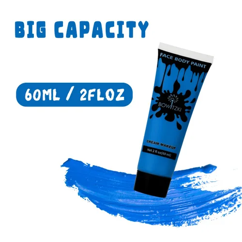 Miniatura 3 de Bowitzki Pintura facial y corporal de 2 onzas, maquillaje en crema, 2.0 fl oz, pintura facial a base de agua, efectos especiales para adultos y Azul