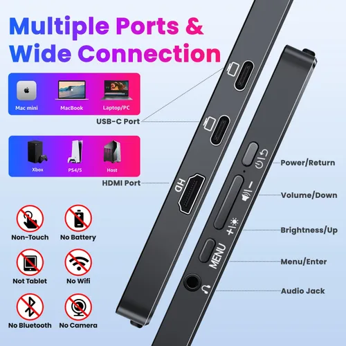Miniatura 5 de Upperizon Monitor portátil de 14 pulgadas 4K 3840X2400 100000:1 100% DCI-P3 OLED HDMI USB-C Monitor de viaje para laptop, MacBook, PC, Surface PS5
