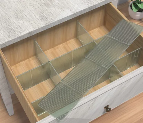 Miniatura 13 de Organizador de cajones de plástico para bricolaje, 8 unidades, divisores de cajones ajustables para el hogar, calcetines, ropa interior, suministros