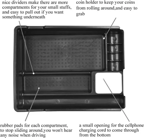 Miniatura 3 de Caja organizadora de consola central compatible con Nissan Rogue 2014-2020 Rogue Sport 2017-2022, Murano 2015-2024, bandeja de inserción de ABS