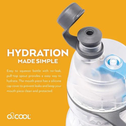 Miniatura 6 de O2COOL Mist 'N Sip botella de agua con vaporizador 2 en 1 con función de rociar y beber sin fugas con tapa de extracción (corazones)
