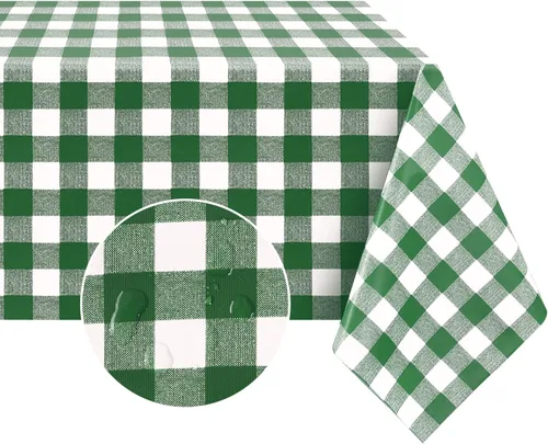 Miniatura 25 de Romanstile Mantel rectangular de vinilo, 100% impermeable, mantel de plástico a cuadros de búfalo, resistente y lavable para exteriores, campamento