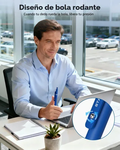 Miniatura 5 de STAGEEK Bolígrafos de gel azul, paquete de 6 bolígrafos de tinta azul de secado rápido con 3 recargas extra, bolígrafos retráctiles de punta fina