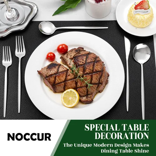 Miniatura 8 de NOCCUR - Juego de 40 cubiertos de acero inoxidable plateados para 8 personas - Juego de utensilios que incluye cuchillos, cucharas y tenedores