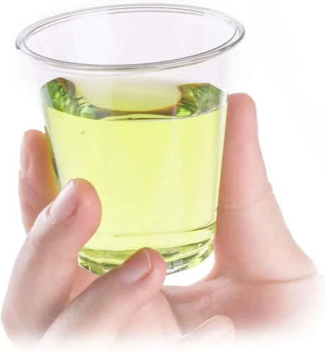Golden Apple, Vasos de plástico transparente de 100 onzas de 3 onzas. Mini tazas desechables, vasos de plástico, vasos de chupito de plástico, vasos