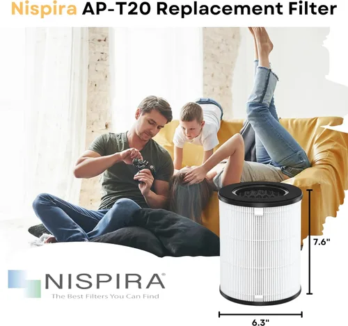 Miniatura 2 de Nispira AP-T20FL - Filtro de repuesto True HEPA compatible con el purificador de aire de torre TotalClean de 360° AP-T20 AP-T20WT, 3 paquetes