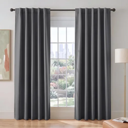 Miniatura 25 de PONY DANCE Cortinas cortas con aislamiento térmico para ventana pequeña, para guardería, baño, cocina, lavandería, caravana, sótano, 29 pulgadas