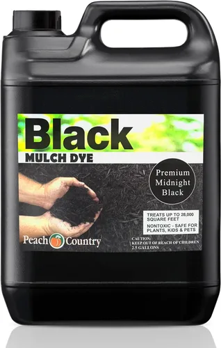 Miniatura 11 de Peach Country Concentrado de color de mantillo negro de alta calidad, 11,200 pies cuadrados, espray de tinte para mantillo negro medianoche (1 galón)