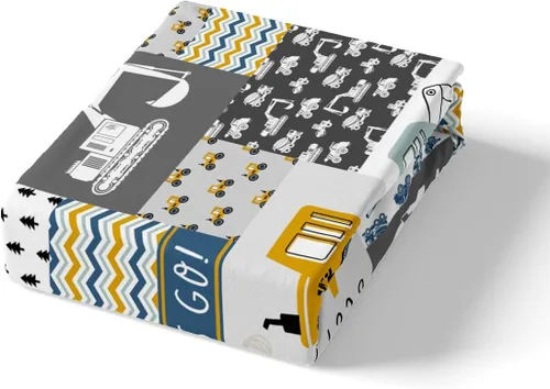 Miniatura 4 de Manfei Juego de sábanas para niños con diseño de coches de dibujos animados, tamaño individual, juego de ropa de cama con vehículos de construcción