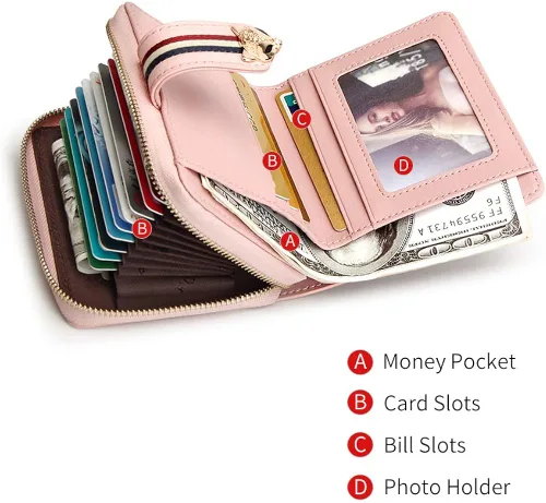 Miniatura 3 de FOXER Carteras pequeñas para mujer, monederos con cremallera para tarjetas de crédito, Classic