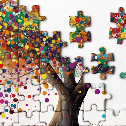 Miniatura 5 de Colorido árbol de la vida rompecabezas para adultos de 1000 piezas, rompecabezas de árbol degradado arco iris, rompecabezas de arte abstracto