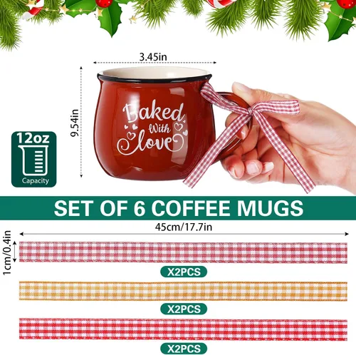 Miniatura 2 de Sawysine Juego de 6 tazas de café de Navidad, tazas de cerámica de 12 onzas, regalo de chocolate caliente para familiares, mamá, mujer, amiga, casa