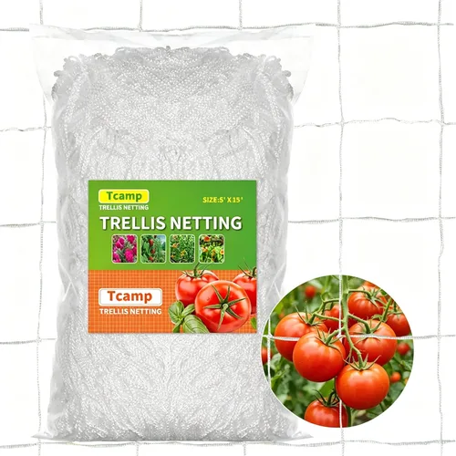 Miniatura 2 de Tcamp - Red de enrejado de poliéster resistente para jardín, para plantas trepadoras, enrejado para enredaderas, plantas de vid, verduras, frutas