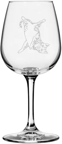 Miniatura 190 de Copa de vino de 12.75 onzas con temática de gato abisinio grabada para todo uso