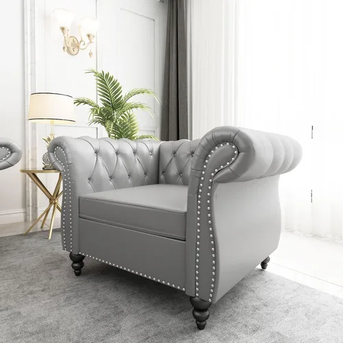 Miniatura 41 de QHITTY Sofá de Acento, Sofá Biplaza Chesterfield Moderno de Terciopelo, Sofá Tapizado con Respaldo Capitoné para Muebles de Sala de Estar (Gris)