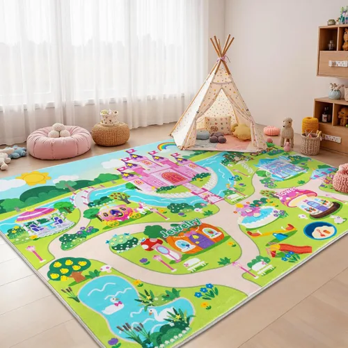Miniatura 18 de Alfombra interactiva de juego para niños, de 4 x 6 pies, alfombra educativa para aprendizaje temprano con alfabeto, números, animales