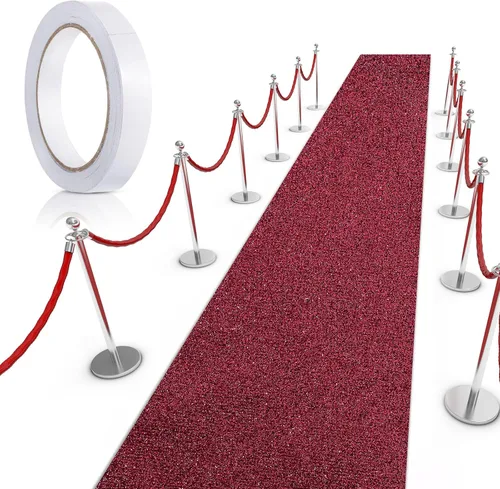 Miniatura 19 de Tatuo Alfombra de pasillo de 2.46 x 30 pies, grosor de 55 GSM con cinta para alfombra para baile de graduación, boda, exterior, interior, pasillo