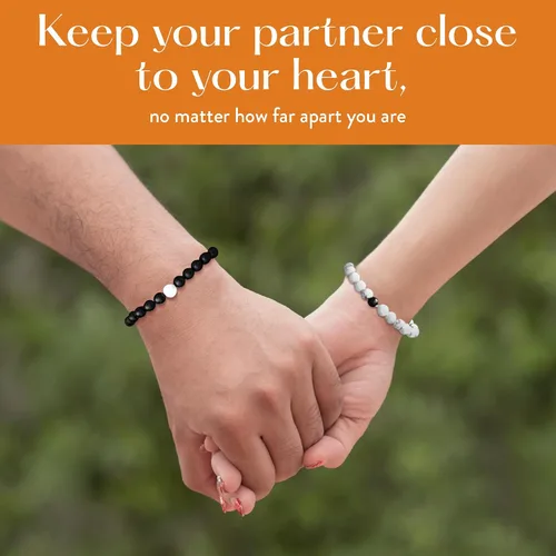 Miniatura 3 de Lucky Feather Pulseras a juego para parejas Pulseras a juego para parejas, regalos para novio, novia, marido, esposa, único, regalo de cumpleaños