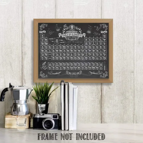 Miniatura 2 de Tabla periódica de elementos de 11 x 14 pulgadas, impresión sin marco, arte de pared de ciencia estilo pizarra, póster educativo de química y física