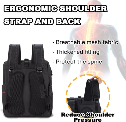 Miniatura 5 de Mochila para herramientas con respaldo acolchado para electricista, fontanero y reparador de cables y climas Negro
