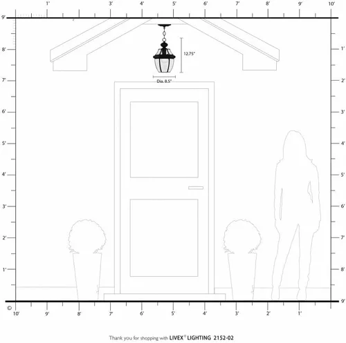 Miniatura 3 de Livex Lighting 2152-01 Monterey - Farol colgante para exteriores, 1 luz, latón antiguo