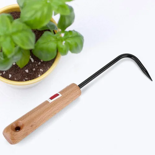 Miniatura 7 de Gancho de bonsái de raíz de un solo diente, herramientas de mango de bonsái, gancho de raíz, herramienta de haya, cuchillo de torneado de olla
