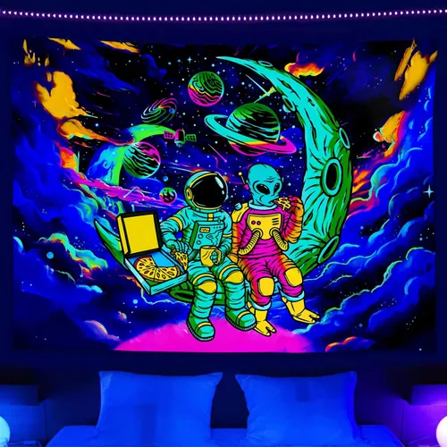 Miniatura 14 de Sanzugh Divertido tapiz alienígena de astronauta espacial para hombres y chicos, genial universo trippy planeta, tapices artísticos para colgar