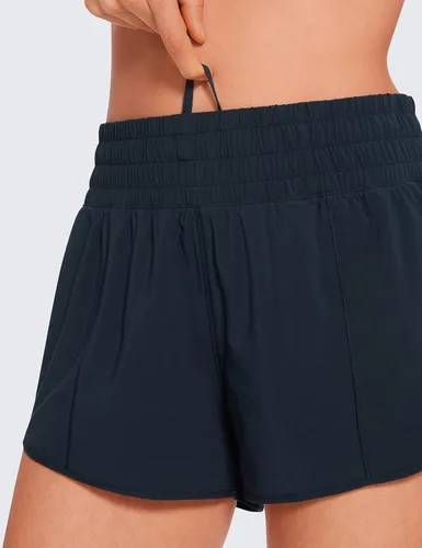Miniatura 74 de CRZ YOGA Pantalones cortos de correr de cintura alta para mujer de 2.5 pulgadas, forro de malla de secado rápido para entrenamiento deportivo