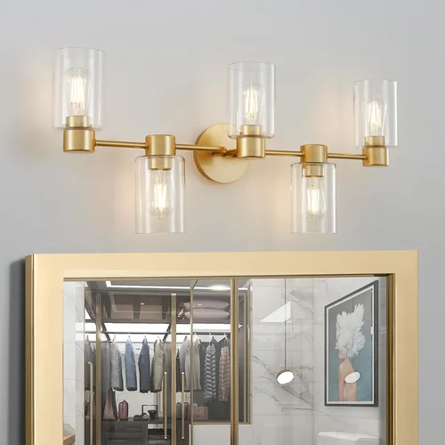 Miniatura 10 de WUZUPS Lámpara colgante de 5 luces, pantalla de vidrio blanco esmerilado con iluminación de techo de grano, elegante accesorio moderno para baño