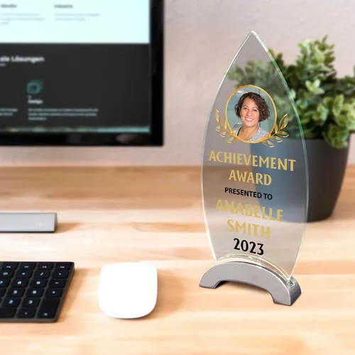 Miniatura 8 de Placa de vidrio personalizada de 9 1/4 pulgadas para premios y trofeos, premio personalizado para empleado del mes, jubilación, liderazgo y D1