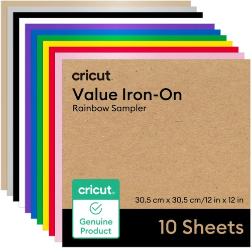 Miniatura 10 de Cricut® Value Iron-On, Muestra de Arcoíris - 30 cm x 30 cm (20 unidades) - Vinilo de Transferencia de Calor HTV
