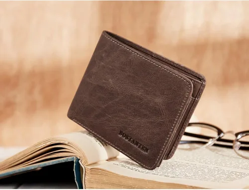 Miniatura 2 de BOSTANTEN Billeteras de piel auténtica para hombre con bloqueo RFID y 2 ventanas de identificación