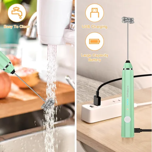 Miniatura 5 de Philorn - Varilla espumadora de leche recargable eléctrica de mano, batidor mini para café con leche, capuchino, frappé, matcha, chocolate caliente