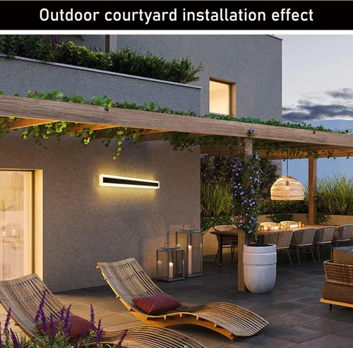 Miniatura 7 de Paquete de 2 lámparas LED modernas de pared de 23.6 pulgadas de largo, 18 W, impermeable, IP65, blanco cálido, 110 V, lámpara de pared rectangular