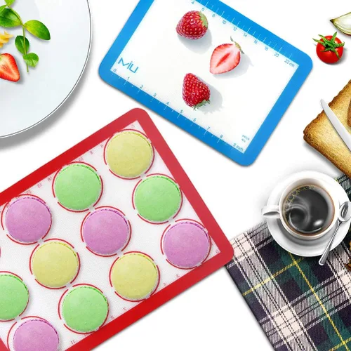 Miniatura 4 de MIU - Tapete de silicona para hornear macarrones, antiadherente, 2 medias hojas y 1 cuarto de hoja, kit perfecto para macarrones, pasteles, pan