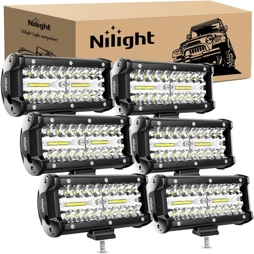Miniatura 12 de Nilight Barra de luces LED de 6.5 pulgadas, 120W, combinada de inundación y foco, para todoterreno, conducción antiniebla, iluminación de trabajo