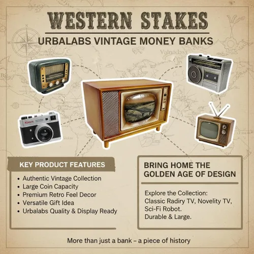 Miniatura 6 de Urbalabs - Alcancía de dinero vintage, TV, cámara, robot, estilo retro, alcancía para niños y adultos, banco grande de monedas, escritorio