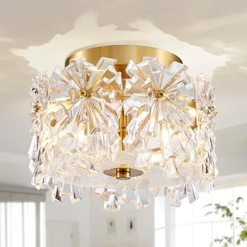 Miniatura 23 de AGV LIGHTING CL003F - Lámpara de techo de cristal K9, moderna lámpara de techo semiempotrada, perfecta para sala de estar, dormitorio, comedor, D13