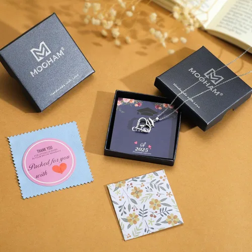 Miniatura 8 de M MOOHAM Regalos de graduación para ella 2024, chapado en oro blanco de 14 quilates, circonita cúbica, colgante de corazón, collares con inicial