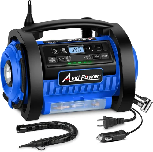 Miniatura 11 de AVID POWER Inflador de neumáticos, compresor de aire portátil, bomba de neumáticos de coche de 12 V CC/110 V CA con inflado y desinflado, 5 modos