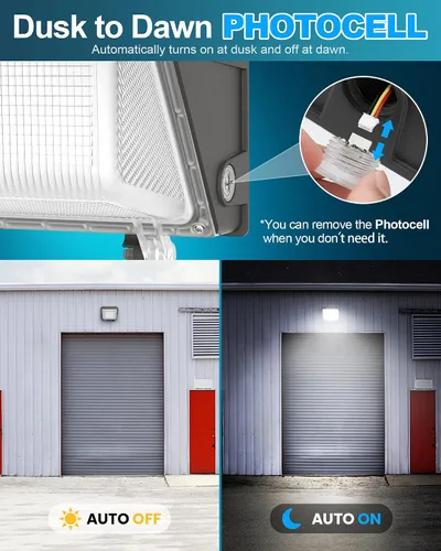 Miniatura 4 de AKK Paquete de luz LED de pared de 80 W, 60 W, 40 W, con fotocélula, 12000 lúmenes, 150 lm/W, 3 vatios y 3 CCT seleccionables