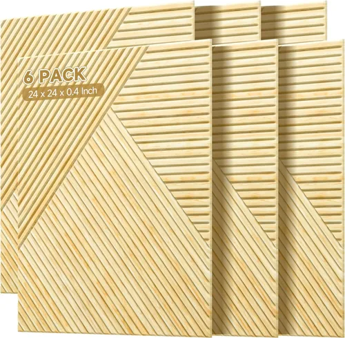 Miniatura 16 de Paneles acústicos de pared, paquete de 6 unidades de tamaño total de 72 x 48 pulgadas, paneles acústicos decorativos autoadhesivos para pared