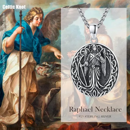 Miniatura 405 de Collar con colgante de plata de ley 925 con medalla de San Patrón, joyería religiosa para hombres y mujeres, con cadena de acero inoxidable 316L
